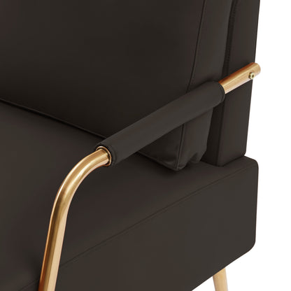 Canapé causeuse moderne en tissu café 49,6 pouces, adapté aux animaux de compagnie, avec coussin de dossier amovible et pieds en métal pour le salon