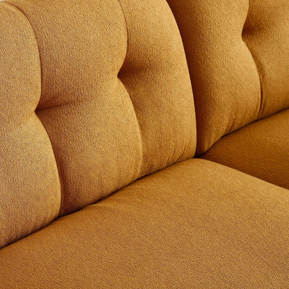 Canapé 3 places Teddy Cognac Modern 81,48 avec assise profonde et pieds en bois, rembourré pour le salon