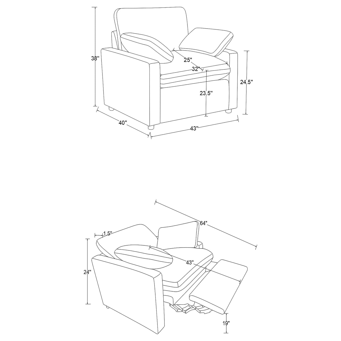 Fauteuil inclinable électrique rembourré Collins