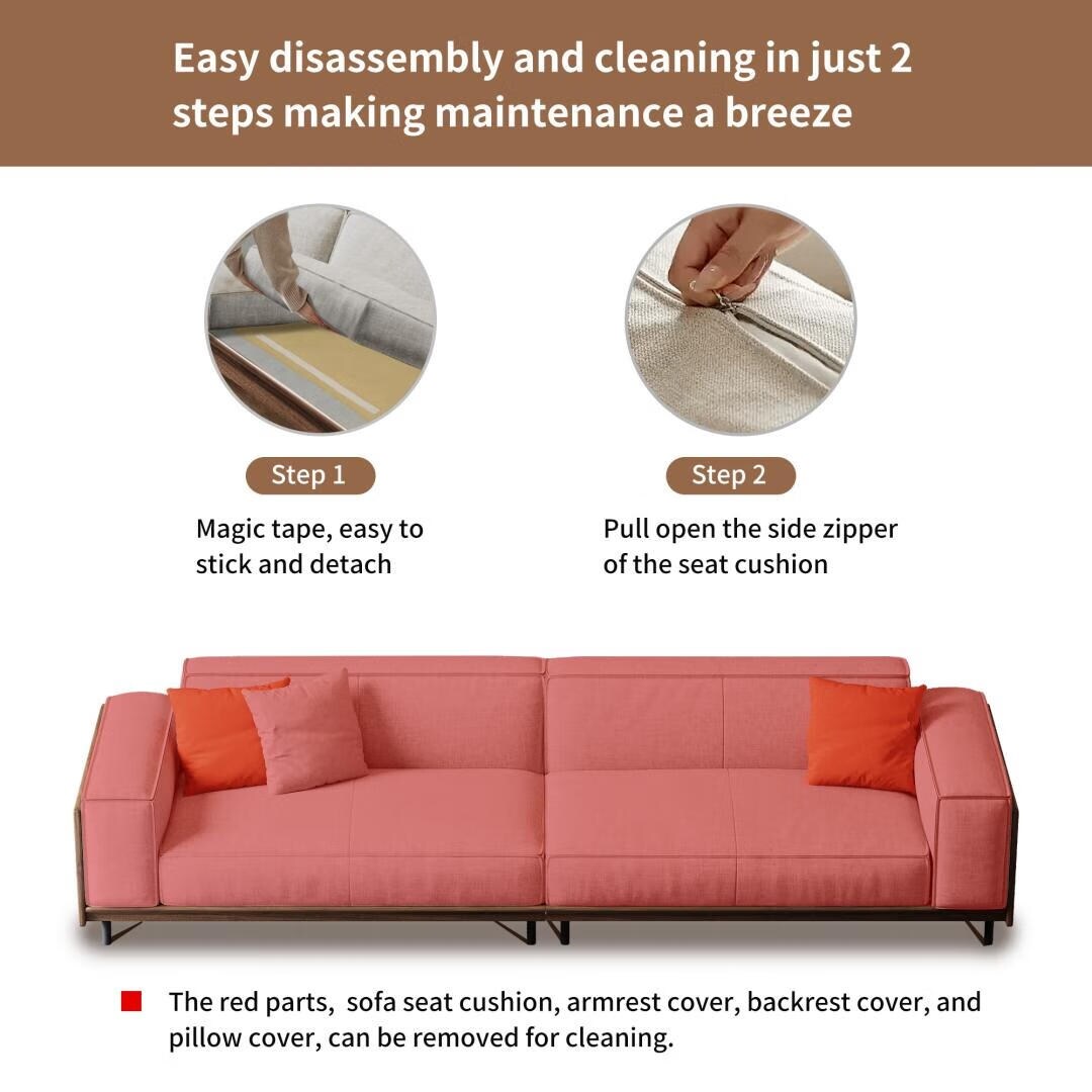 Canapé polyvalent en bois massif compressible de 111,81 pouces pour un style de vie moderne, 4 places