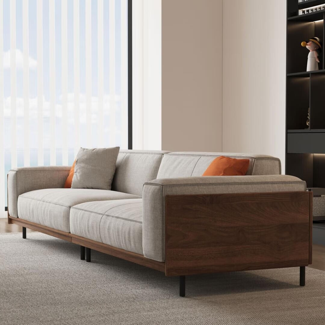 Canapé polyvalent en bois massif compressible de 111,81 pouces pour un style de vie moderne, 4 places