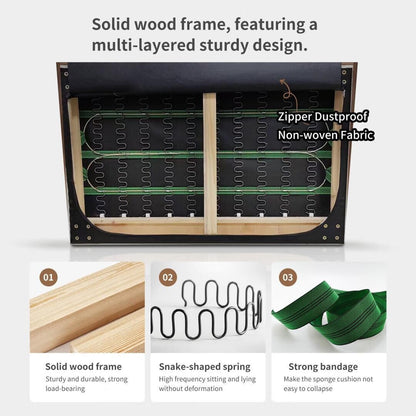 Canapé polyvalent en bois massif compressible de 111,81 pouces pour un style de vie moderne, 4 places