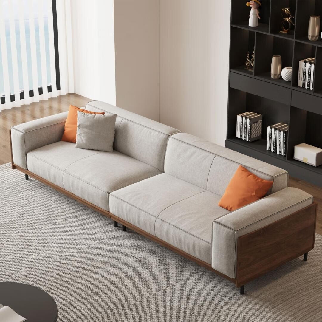 Canapé polyvalent en bois massif compressible de 111,81 pouces pour un style de vie moderne, 4 places