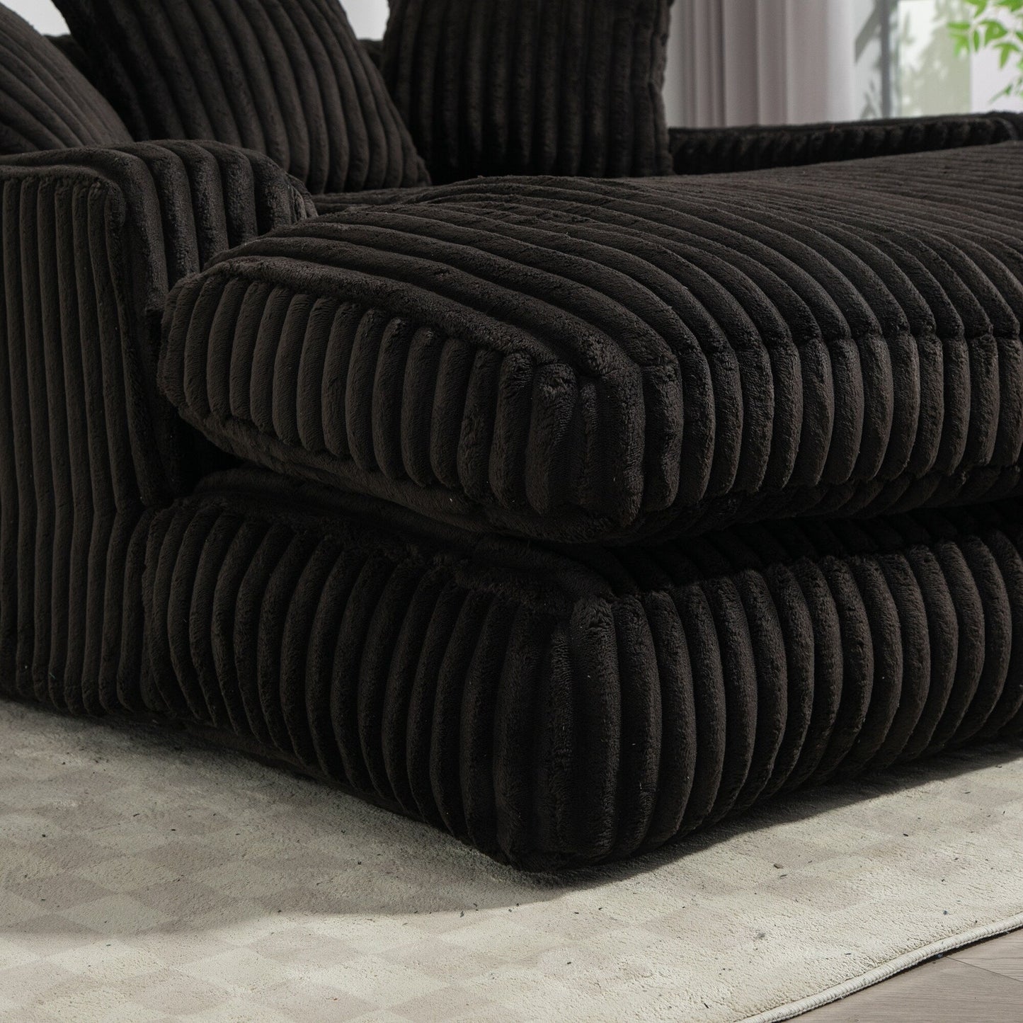 Canapé-lit en velours côtelé avec rembourrage en éponge hautement élastique, sans installation pour le salon