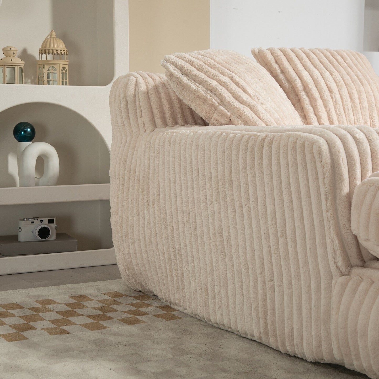 Canapé-lit en velours côtelé avec rembourrage en éponge hautement élastique, sans installation pour le salon