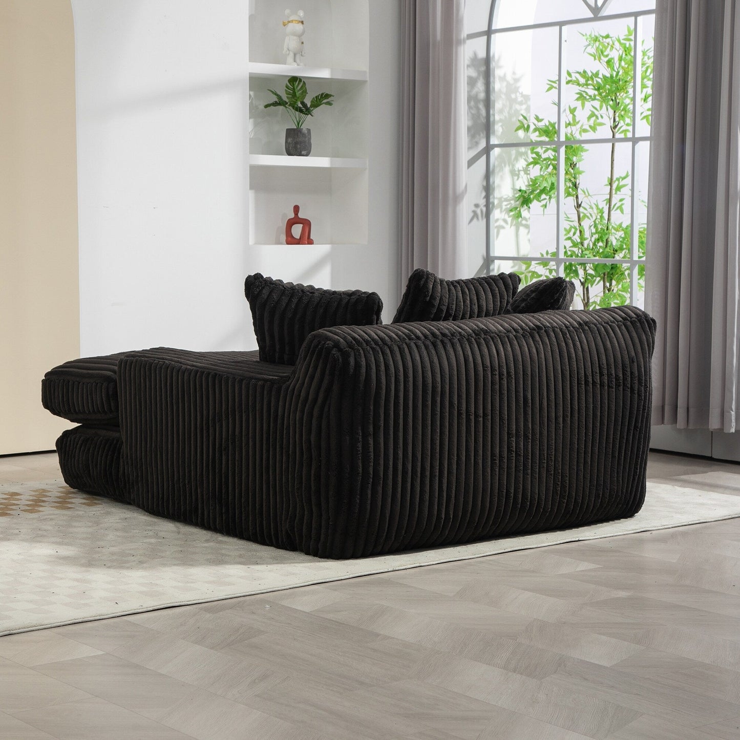 Canapé-lit en velours côtelé avec rembourrage en éponge hautement élastique, sans installation pour le salon