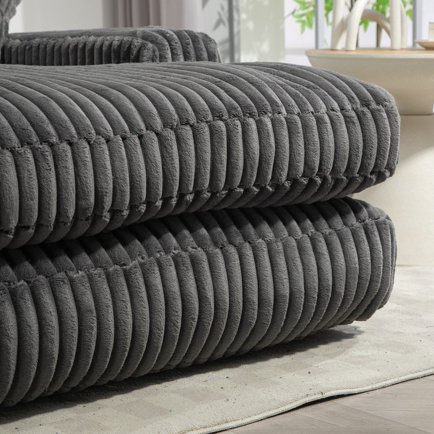 Canapé-lit en velours côtelé avec rembourrage en éponge hautement élastique, sans installation pour le salon