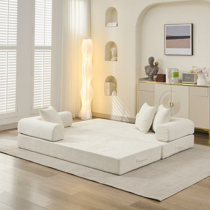 Canapé-lit convertible confortable avec matelas pliant, canapé-lit de sol, canapé de sol en chenille avec accoudoir, canapé de salon de sol