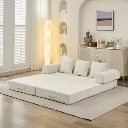 Canapé-lit convertible confortable avec matelas pliant, canapé-lit de sol, canapé de sol en chenille avec accoudoir, canapé de salon de sol