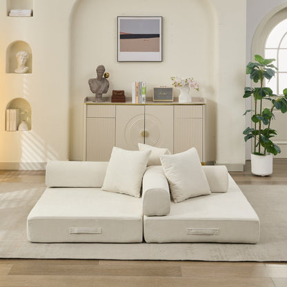 Canapé-lit convertible confortable avec matelas pliant, canapé-lit de sol, canapé de sol en chenille avec accoudoir, canapé de salon de sol