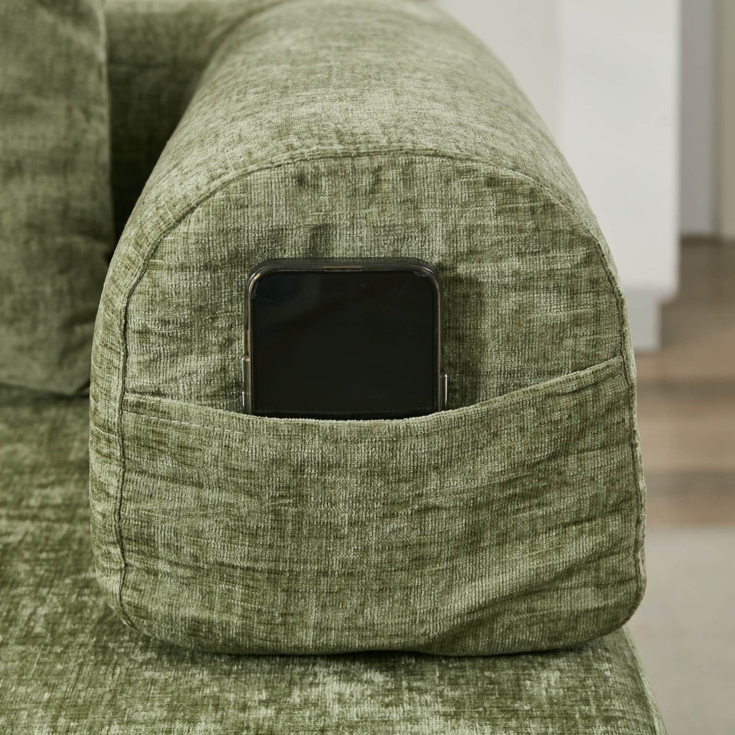 Canapé-lit convertible confortable avec matelas pliant, canapé-lit de sol, canapé de sol en chenille avec accoudoir, canapé de salon