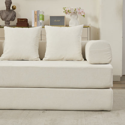 Canapé-lit convertible confortable avec matelas pliant, canapé-lit de sol, canapé de sol en chenille avec accoudoir, canapé de salon