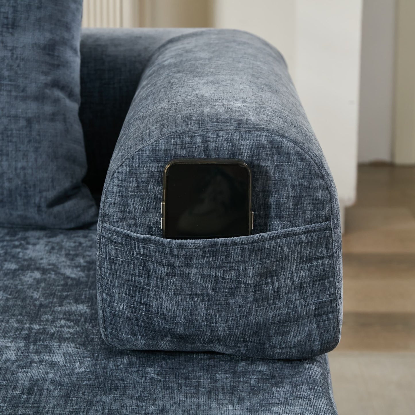 Canapé-lit convertible confortable avec matelas pliant, canapé-lit de sol, canapé de sol en chenille avec accoudoir, canapé de salon