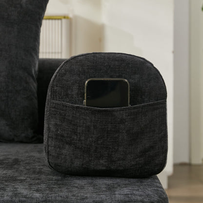 Canapé-lit convertible confortable avec matelas pliant, canapé-lit de sol, canapé de sol en chenille avec accoudoir, canapé de salon