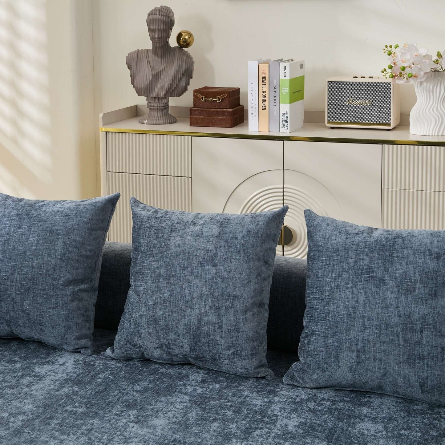 Canapé-lit convertible confortable avec matelas pliant, canapé-lit de sol, canapé de sol en chenille avec accoudoir, canapé de salon