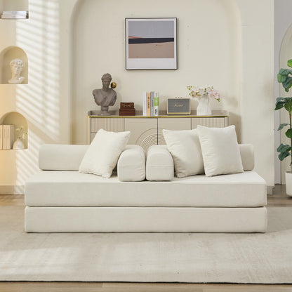 Canapé-lit convertible confortable avec matelas pliant, canapé-lit de sol, canapé de sol en chenille avec accoudoir, canapé de salon