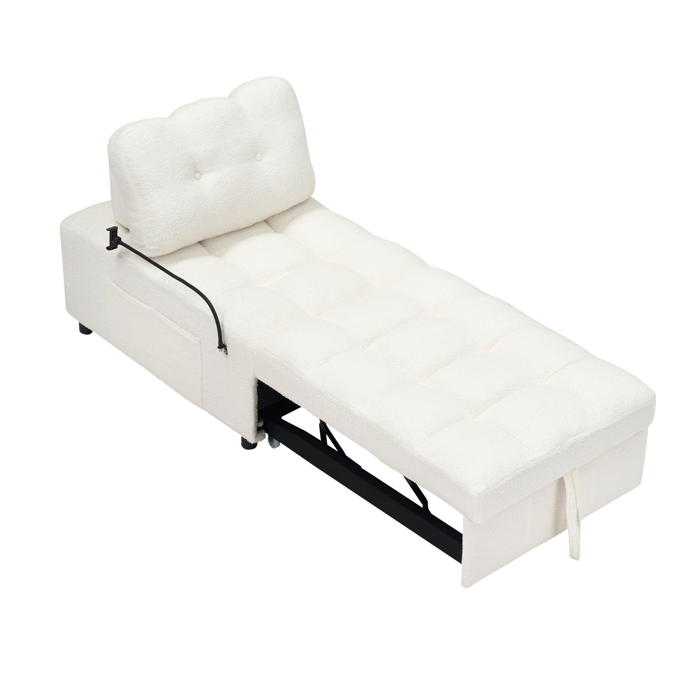 Canapé compact en tissu Teddy - Canapé convertible de 40,20 pouces pour petits espaces dans le salon ou le bureau