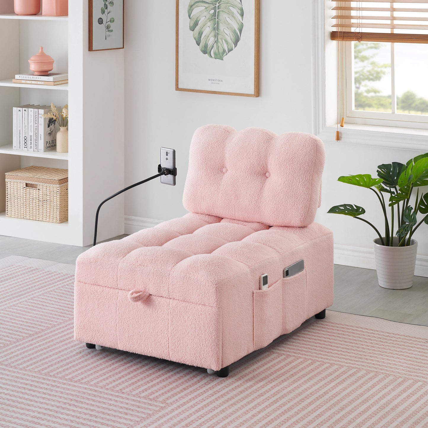 Canapé compact en tissu Teddy - Canapé convertible de 40,20 pouces pour petits espaces dans le salon ou le bureau