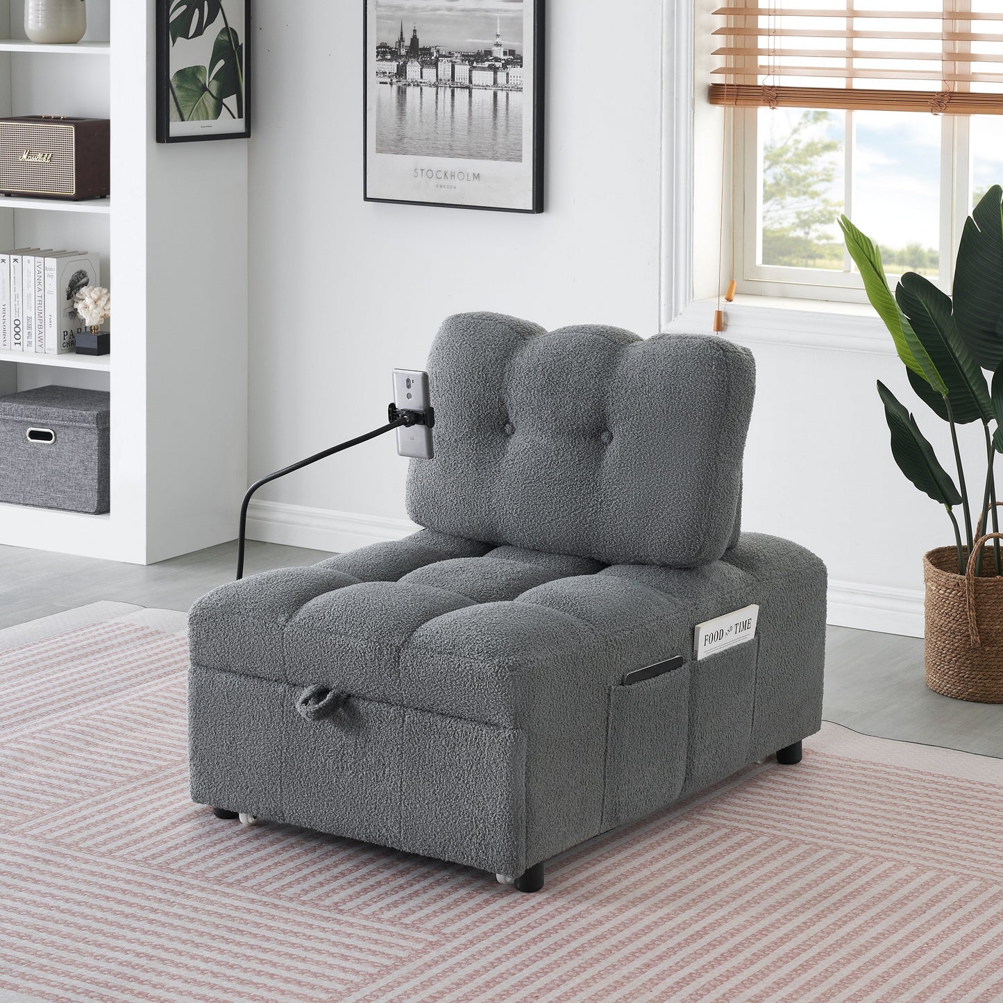 Canapé compact en tissu Teddy - Canapé convertible de 40,20 pouces pour petits espaces dans le salon ou le bureau