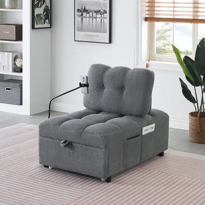 Canapé compact en tissu Teddy - Canapé convertible de 40,20 pouces pour petits espaces dans le salon ou le bureau