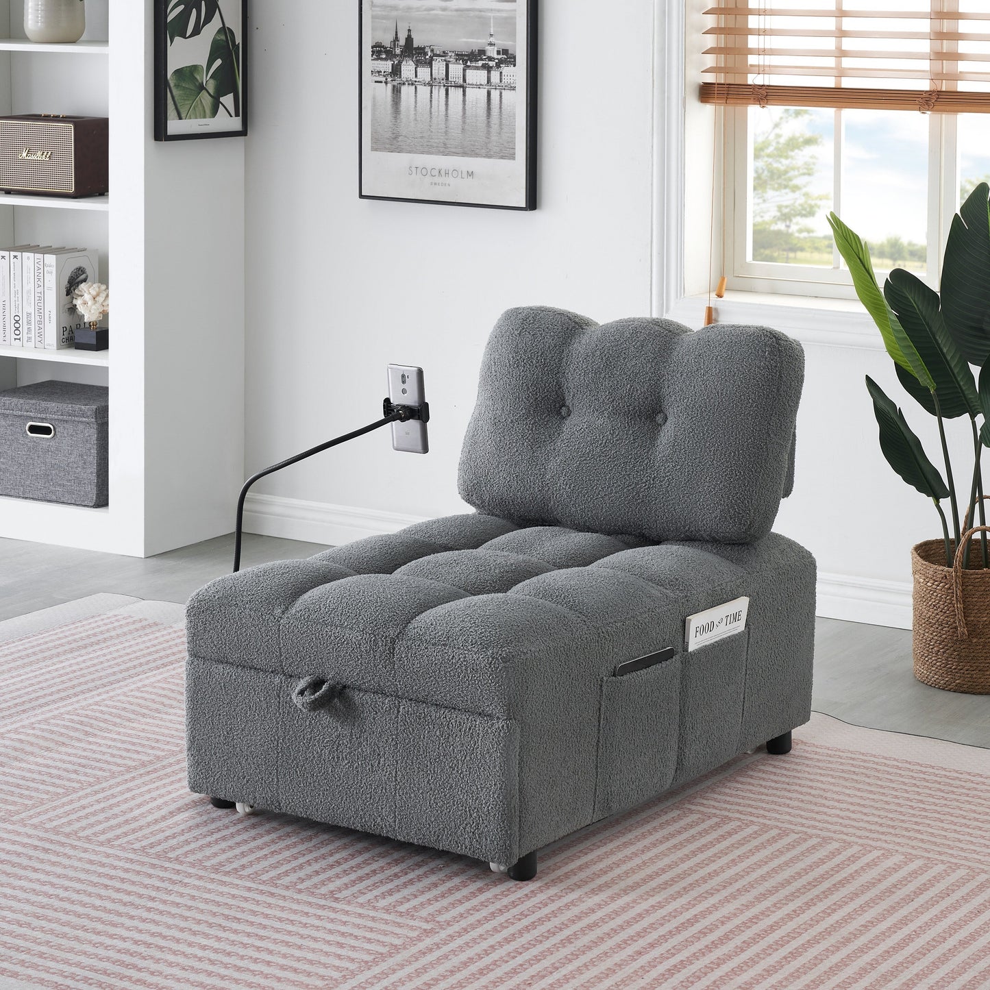 Canapé compact en tissu Teddy - Canapé convertible de 40,20 pouces pour petits espaces dans le salon ou le bureau