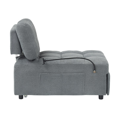 Canapé compact en tissu Teddy - Canapé convertible de 40,20 pouces pour petits espaces dans le salon ou le bureau