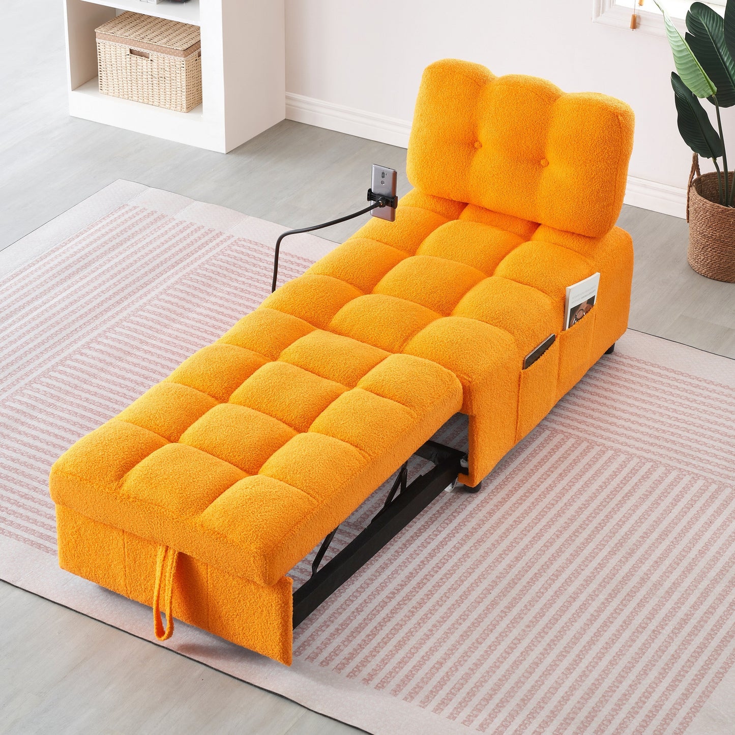 Canapé compact en tissu Teddy - Canapé convertible de 40,20 pouces pour petits espaces dans le salon ou le bureau