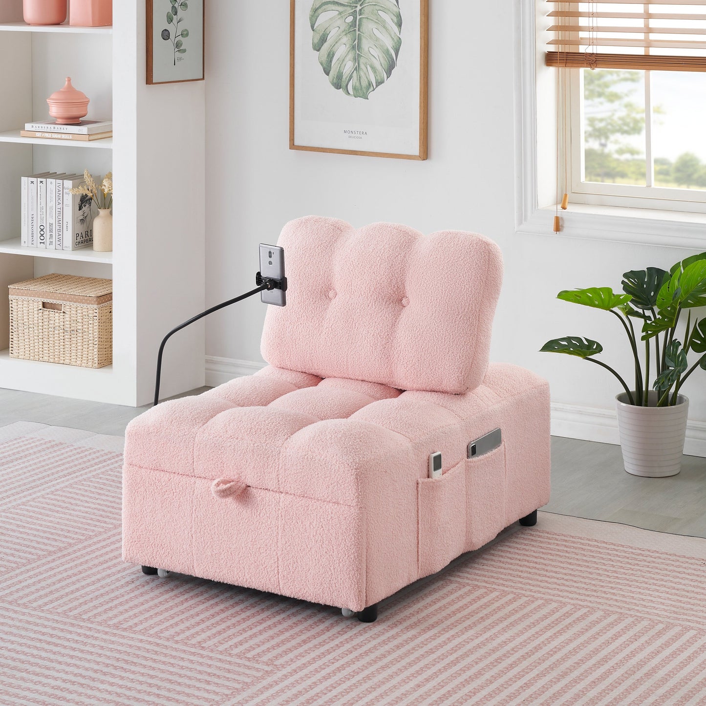 Canapé compact en tissu Teddy - Canapé convertible de 40,20 pouces pour petits espaces dans le salon ou le bureau