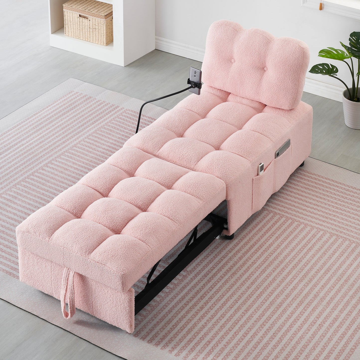 Canapé compact en tissu Teddy - Canapé convertible de 40,20 pouces pour petits espaces dans le salon ou le bureau