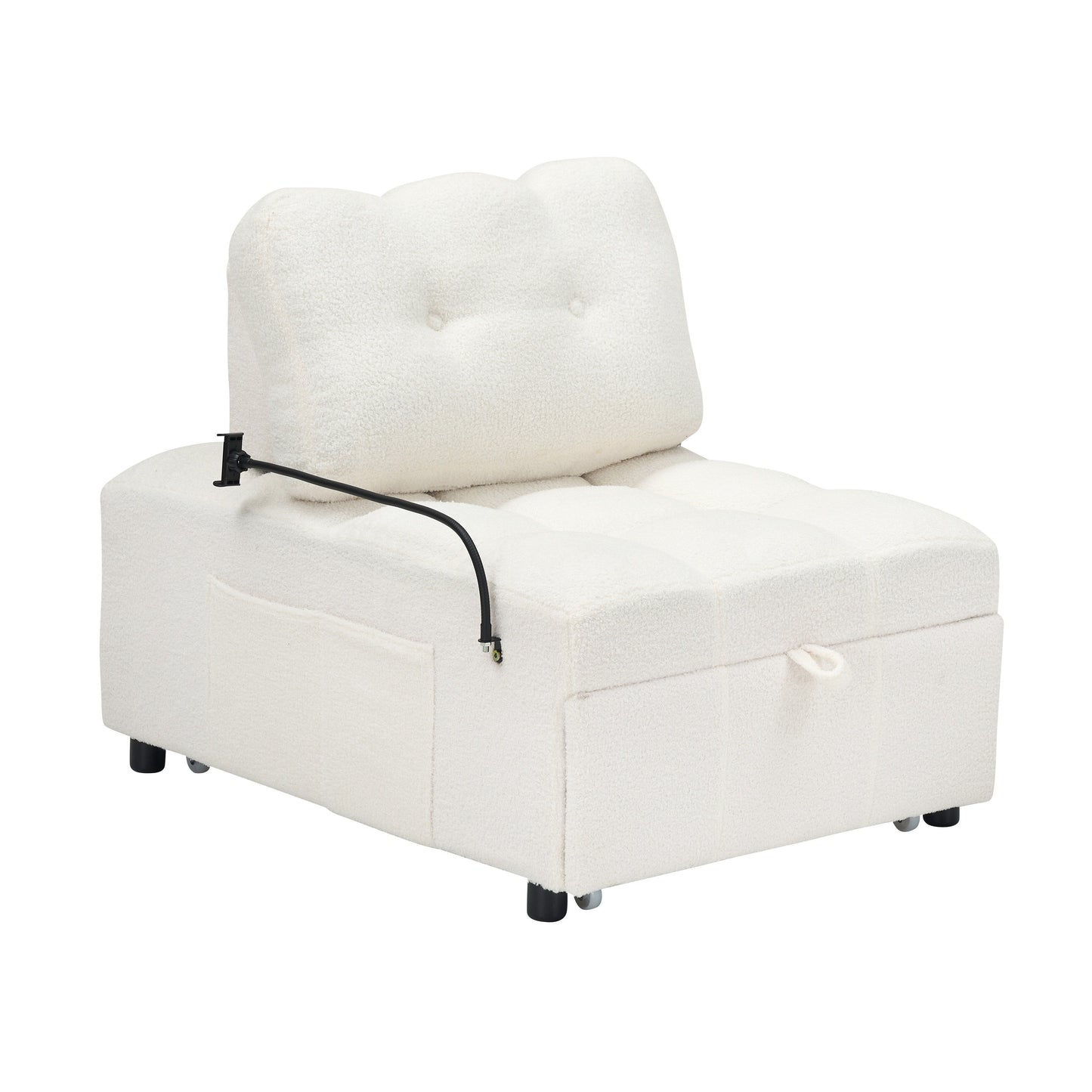 Canapé compact en tissu Teddy - Canapé convertible de 40,20 pouces pour petits espaces dans le salon ou le bureau