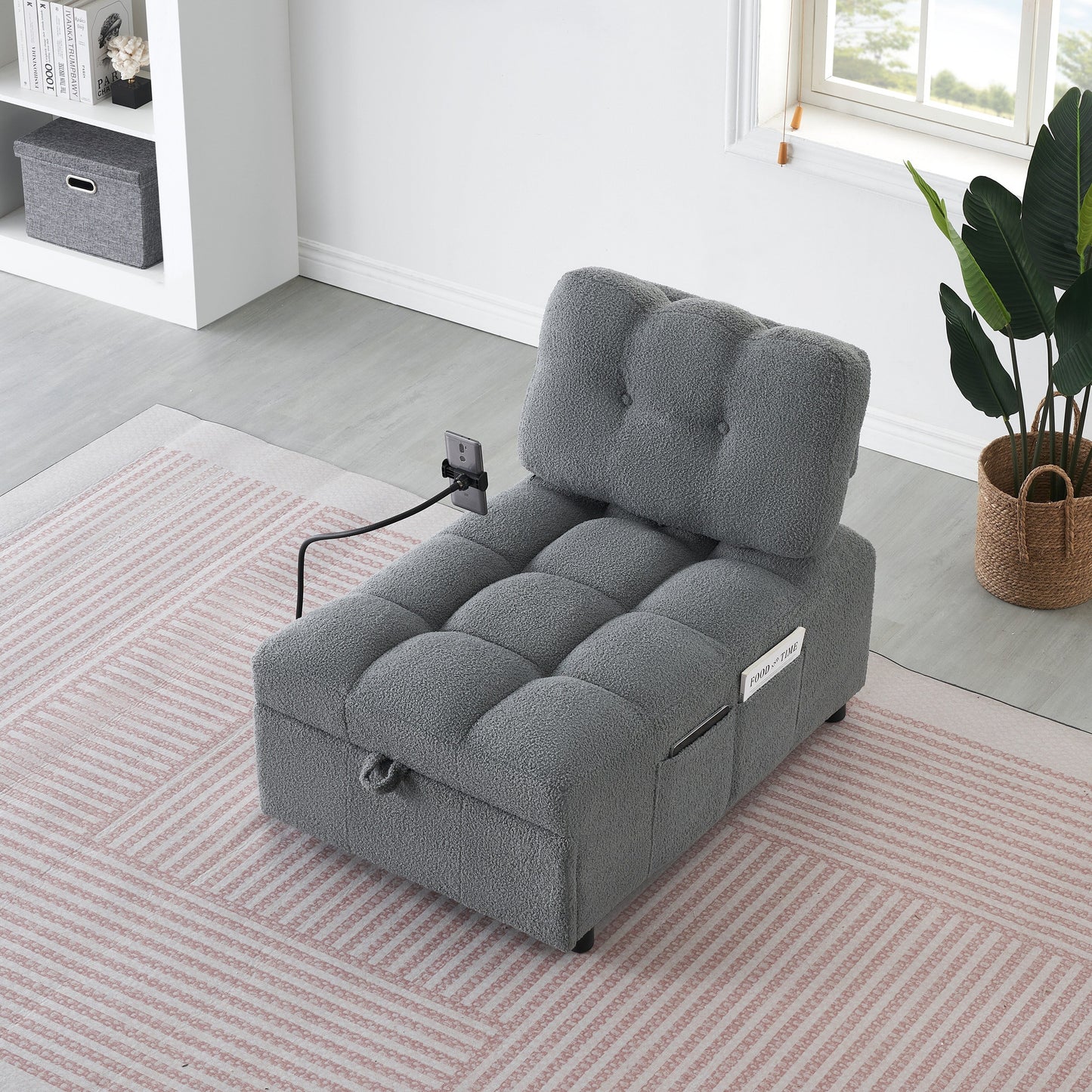 Canapé compact en tissu Teddy - Canapé convertible de 40,20 pouces pour petits espaces dans le salon ou le bureau