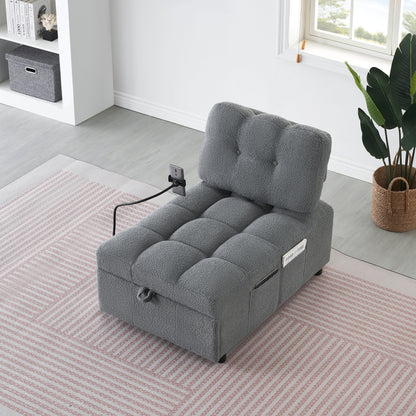 Canapé compact en tissu Teddy - Canapé convertible de 40,20 pouces pour petits espaces dans le salon ou le bureau