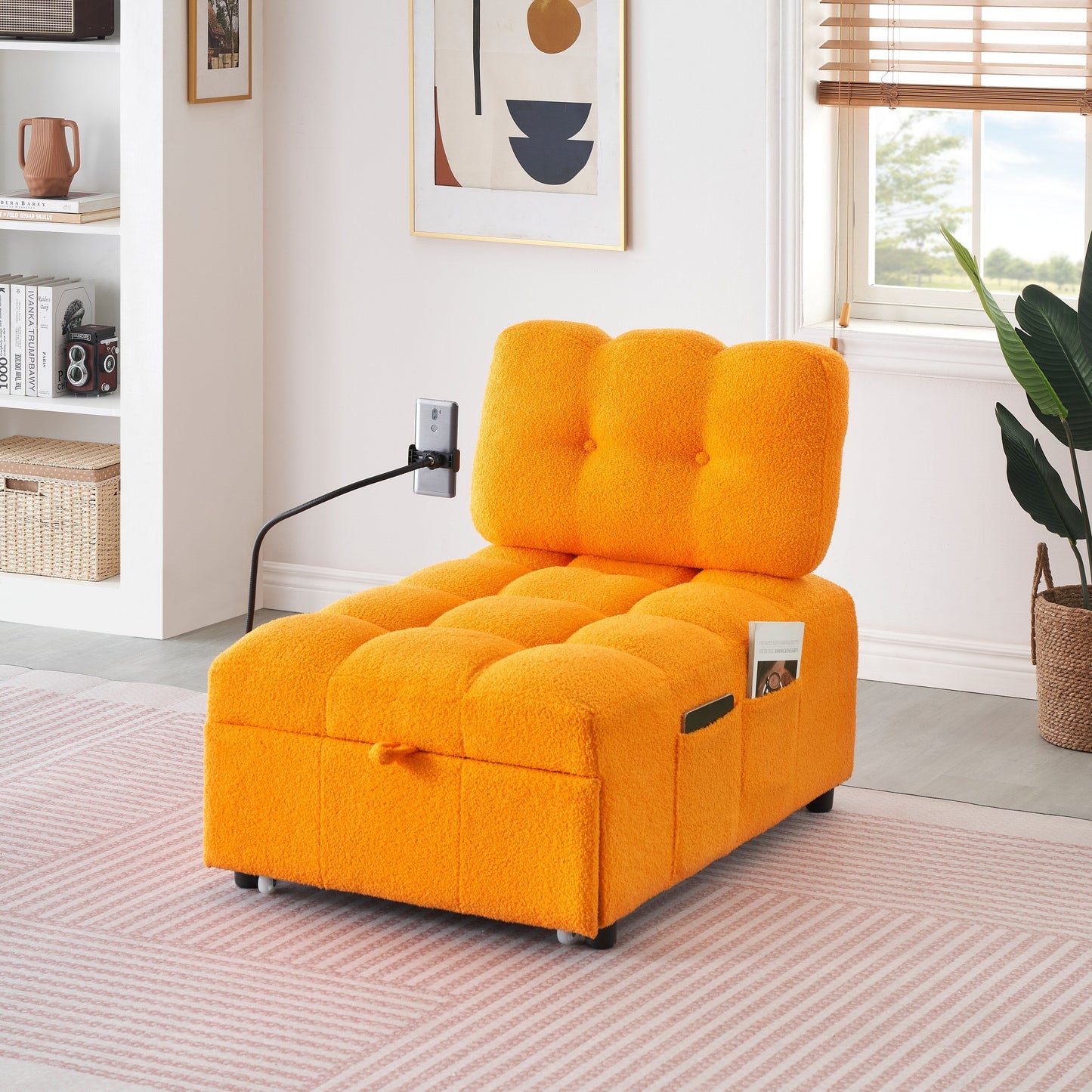 Canapé compact en tissu Teddy - Canapé convertible de 40,20 pouces pour petits espaces dans le salon ou le bureau