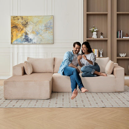 Canapé sectionnel à compression avec méridienne en forme de L, siège profond, convertible modulaire pour salon, chambre à coucher, velours côtelé