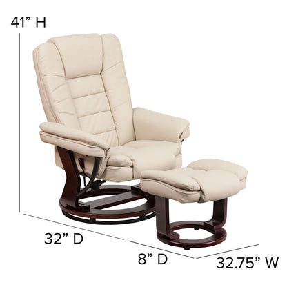 Fauteuil inclinable contemporain rembourré multi-positions avec pouf