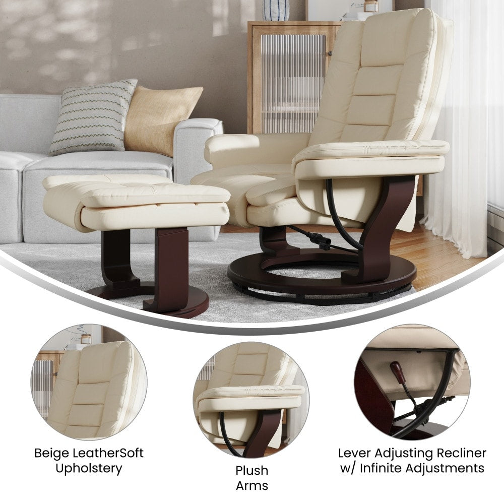 Fauteuil inclinable contemporain rembourré multi-positions avec pouf
