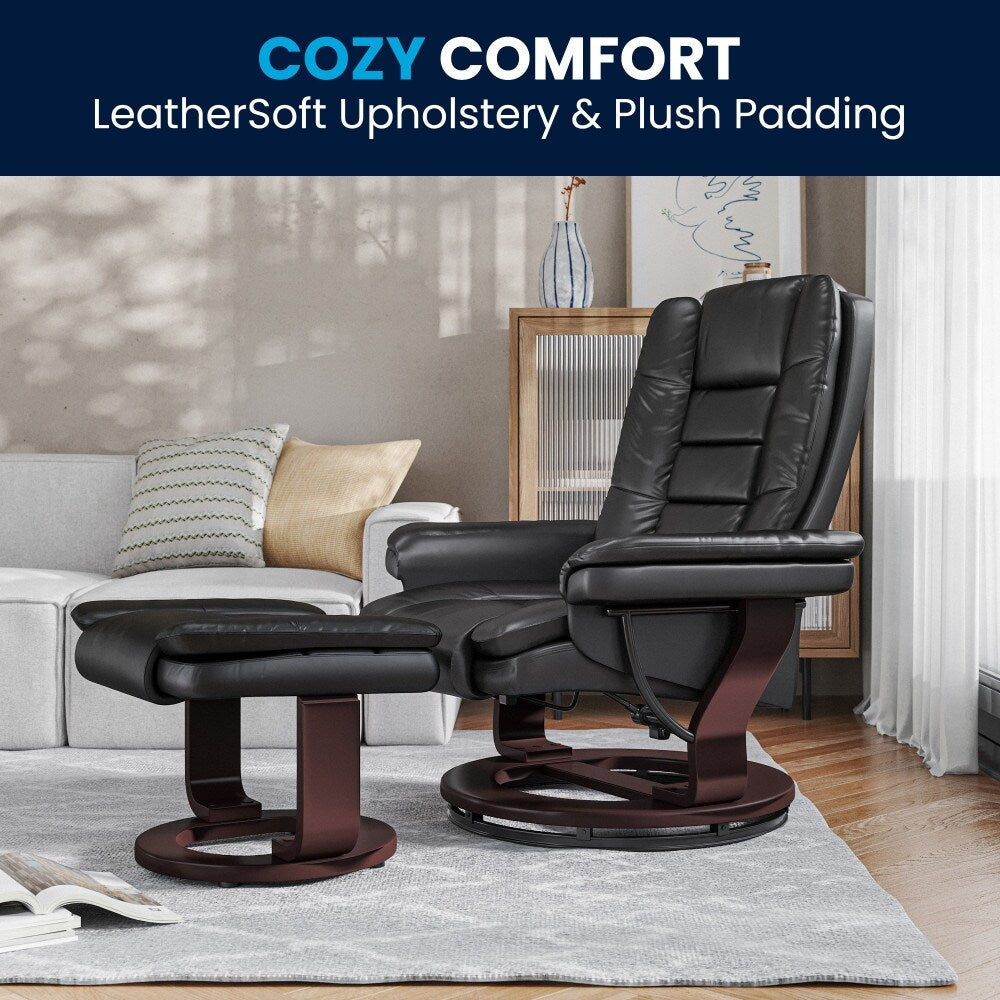 Fauteuil inclinable contemporain rembourré multi-positions avec pouf