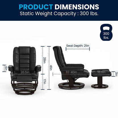 Fauteuil inclinable contemporain rembourré multi-positions avec pouf