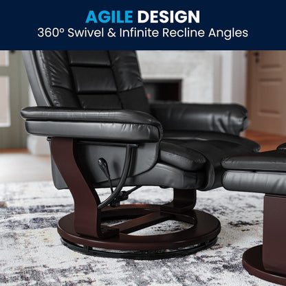 Fauteuil inclinable contemporain rembourré multi-positions avec pouf