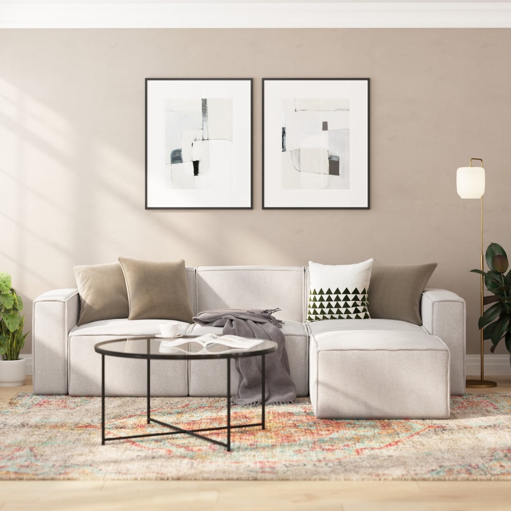 Canapé sectionnel modulaire contemporain sans accoudoirs - 36,75 P x 28,25 L x 28 H