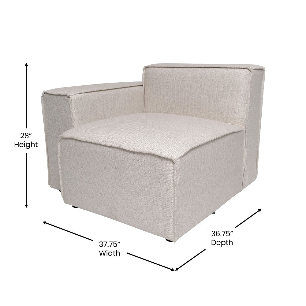 Canapé sectionnel modulaire contemporain, chaise côté gauche avec accoudoir
