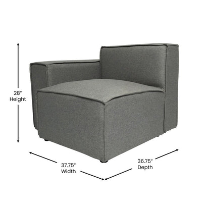 Canapé sectionnel modulaire contemporain, chaise côté gauche avec accoudoir