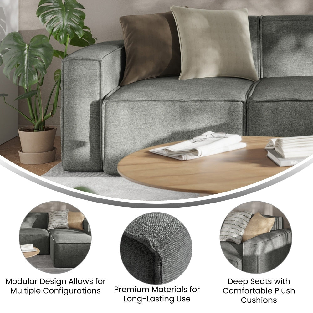 Canapé sectionnel modulaire contemporain, chaise côté gauche avec accoudoir