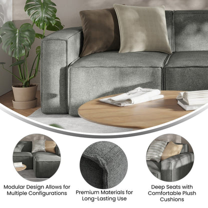 Canapé sectionnel modulaire contemporain, chaise côté gauche avec accoudoir