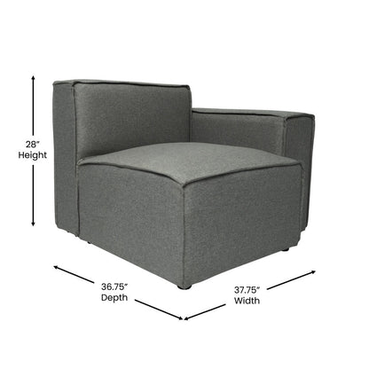 Canapé sectionnel modulaire contemporain, chaise côté droit avec accoudoir