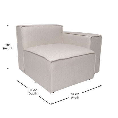 Canapé sectionnel modulaire contemporain, chaise côté droit avec accoudoir