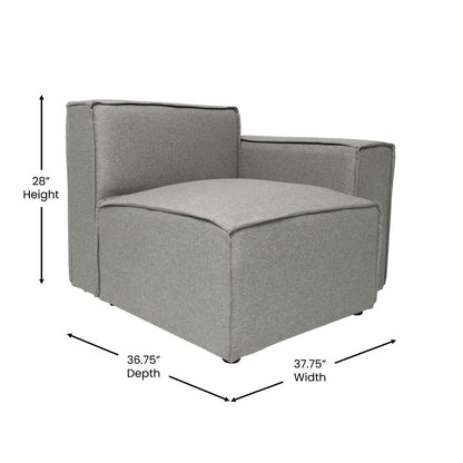 Canapé sectionnel modulaire contemporain, chaise côté droit avec accoudoir