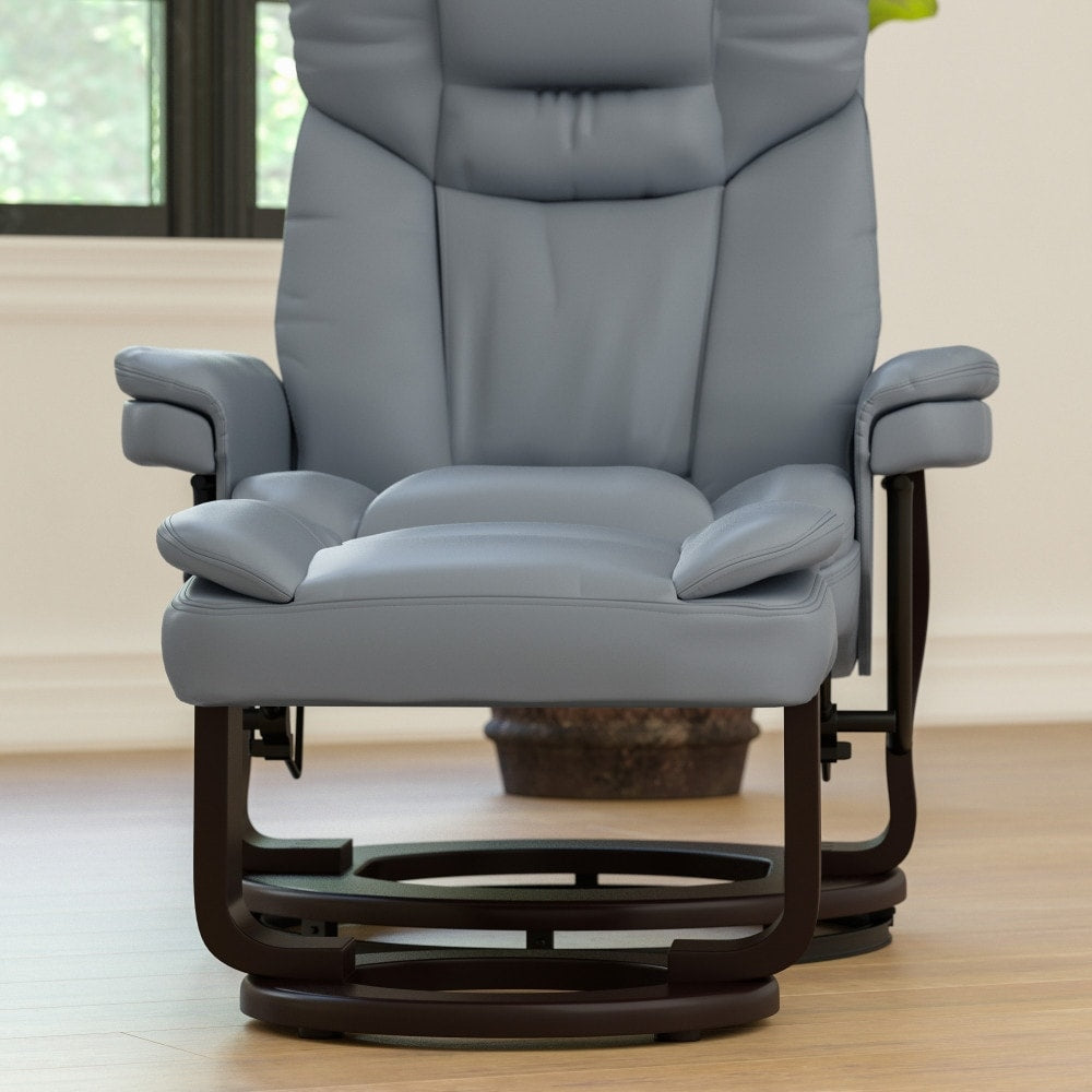 Fauteuil inclinable multi-positions contemporain et pouf incurvé avec base pivotante