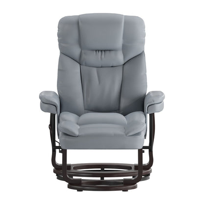 Fauteuil inclinable multi-positions contemporain et pouf incurvé avec base pivotante
