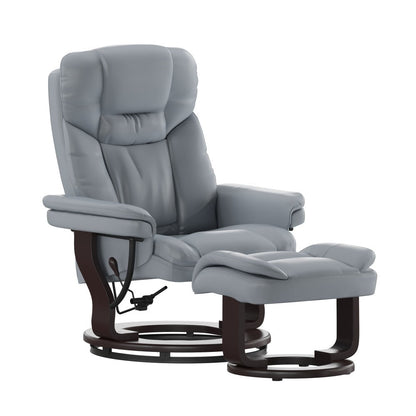 Fauteuil inclinable multi-positions contemporain et pouf incurvé avec base pivotante
